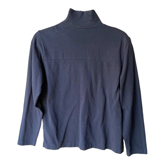 J.Crew Size S Black Long Sleeve 100% Cotton Button Shoulder Turtleneck - Picture 8 of 8